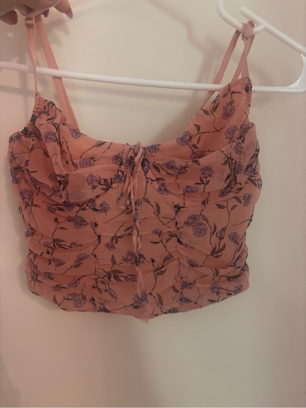 Victoria's Secret Peach Floral Ruched Cami Tank